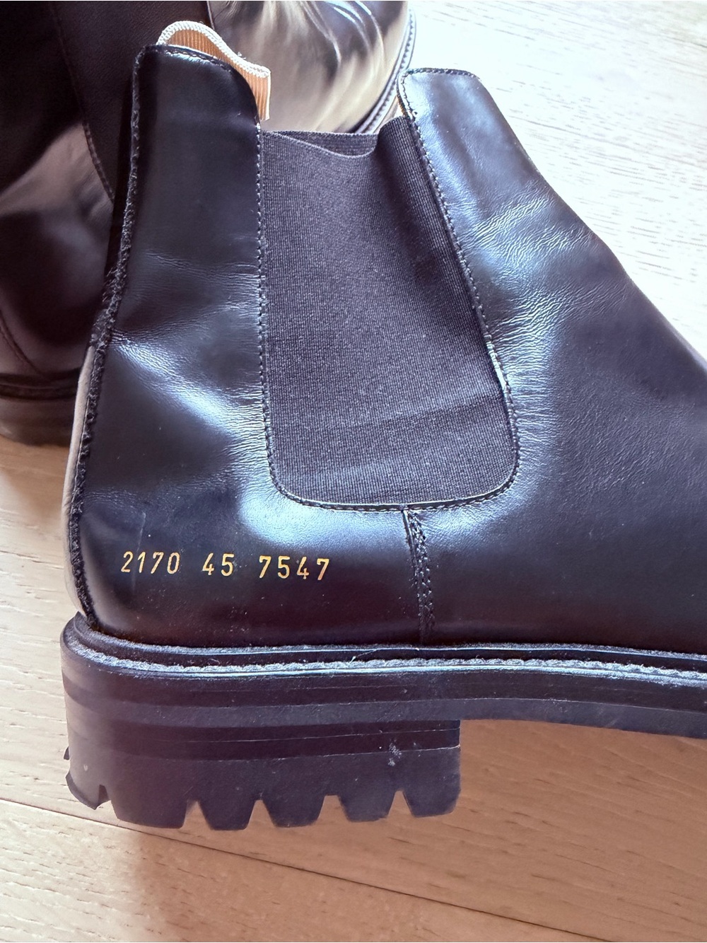 Common Projects Black Leather Lug Sole Chelsea Boots EU 45 - Picture 5 of 5